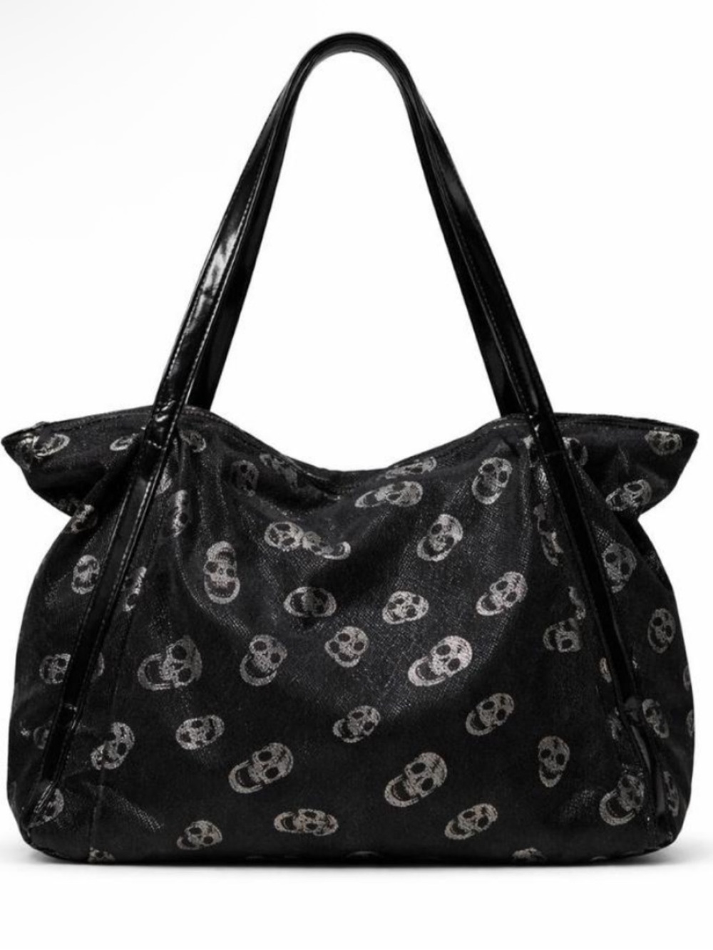 🖤Silver Skull Print Slouchy Shoulder Tote Bag🖤